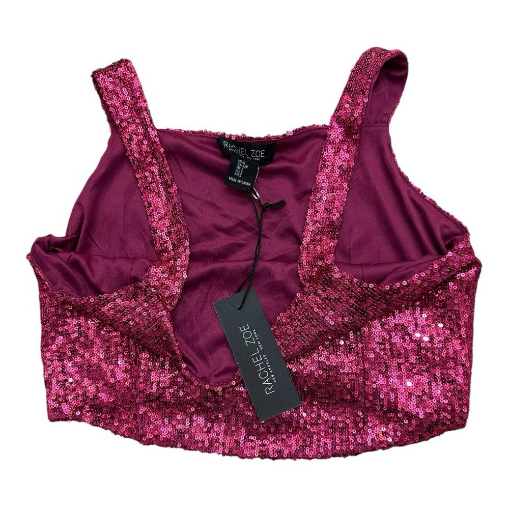 Rachel Zoe Sequin Fuchsia Crop Top,‎ Size S - Picture 3 of 8